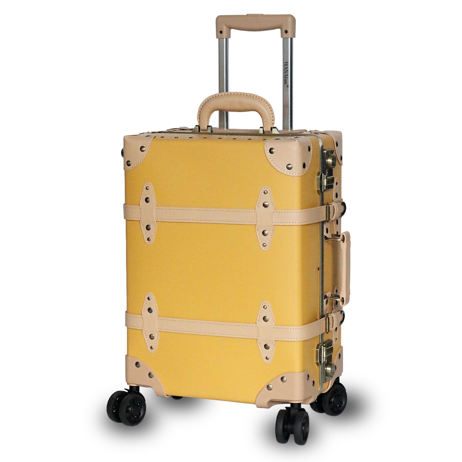 キャリーバッグ 機内持ち込み トランクケース アンティーク スーツケース Sサイズ 18インチ キャリーケース フレームタイプ 小型 アルミフレーム TSAロック かわいい オシャレ HANAism 【ST】 5/イエロー トラベルソムリエ t-s1