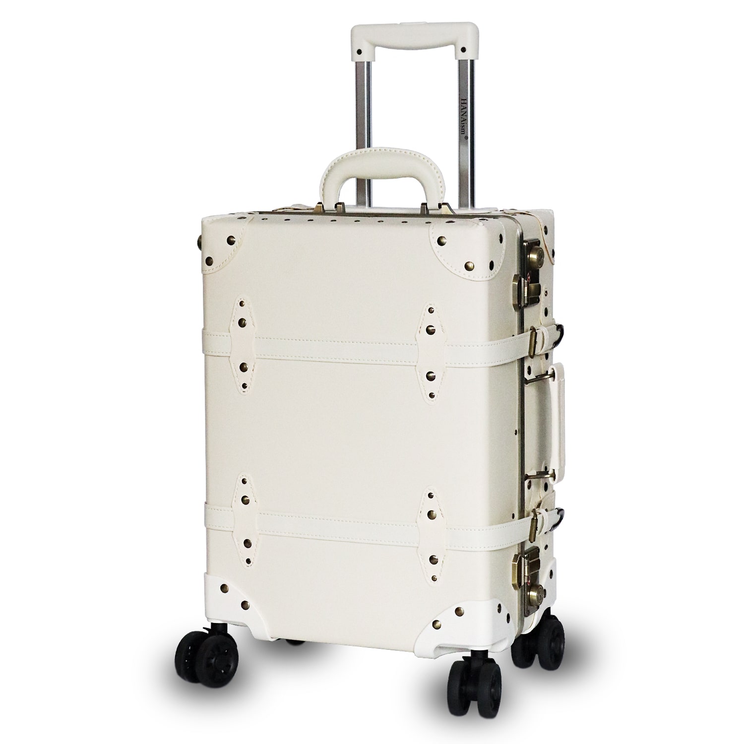 キャリーバッグ 機内持ち込み トランクケース アンティーク スーツケース Sサイズ 18インチ キャリーケース フレームタイプ 小型 アルミフレーム TSAロック かわいい オシャレ HANAism 【ST】 7/ホワイト トラベルソムリエ t-s1