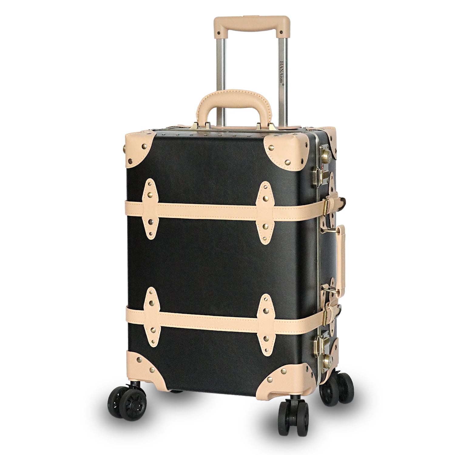 キャリーバッグ 機内持ち込み トランクケース アンティーク スーツケース Sサイズ 18インチ キャリーケース フレームタイプ 小型 アルミフレーム TSAロック かわいい オシャレ HANAism 【ST】 14/ブラック ベージュ トラベルソムリエ t-s1