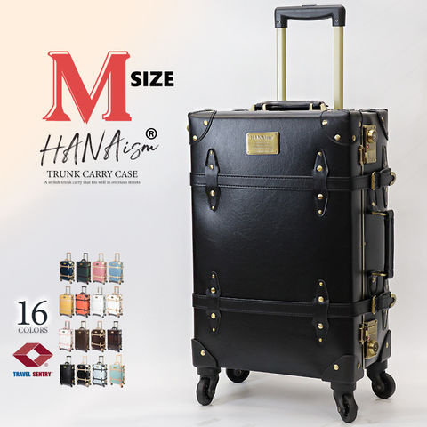 【ハナイズム】 スーツケース Mサイズ キャリーケース キャリーバッグ TSAロック 軽量 中型 トランク 海外 国内 旅行 かわいい 女子旅 HANAism【NN】 13/ブラック トラベルソムリエ