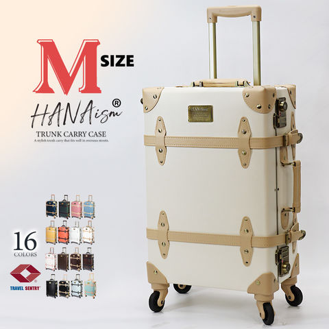 【ハナイズム】 スーツケース Mサイズ キャリーケース キャリーバッグ TSAロック 軽量 中型 トランク 海外 国内 旅行 かわいい 女子旅 HANAism【NN】 8/ホワイトベージュ トラベルソムリエ