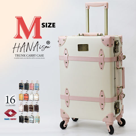 【ハナイズム】 スーツケース Mサイズ キャリーケース キャリーバッグ TSAロック 軽量 中型 トランク 海外 国内 旅行 かわいい 女子旅 HANAism【NN】 9/ホワイトピンク トラベルソムリエ
