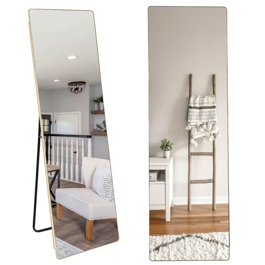 スタンドミラー 壁掛け 薄いフレーム おしゃれ 約165cmx60cm 鏡 アルミ合金フレーム 飛散防止加工 店舗用 業務用 家庭用 オフィス用品 事務用品 送料無料 ※北海道、沖縄県、離島を除く 【ロジ発送】ローズゴールド トラベルソムリエ
