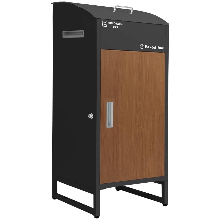 宅配ボックス 置き配ボックス 後付け 大型 一体型 大容量 防水 家具 ネコラクボックス NR-101 送料無料 ※北海道、沖縄県、離島を除く 【ロジ発送】ブラック×ブラウン トラベルソムリエ