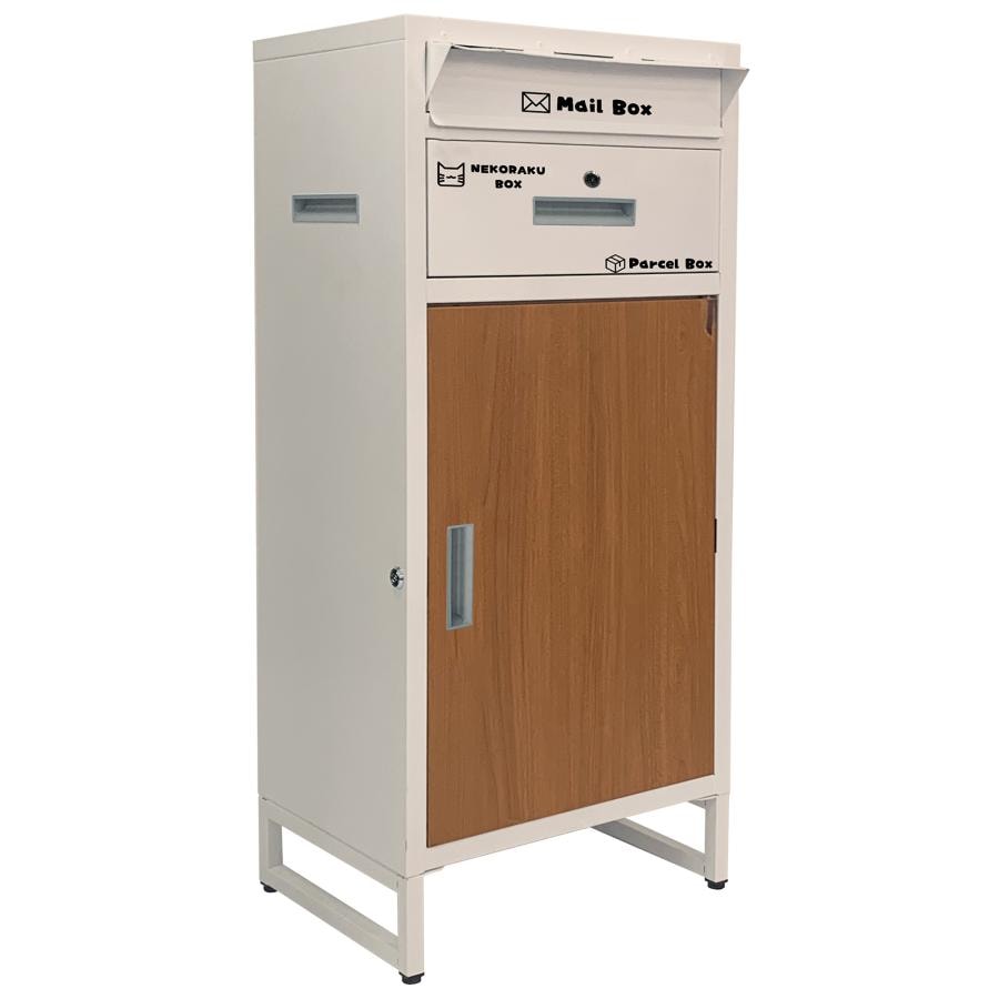 宅配ボックス 置き配ボックス 後付け 大型 一体型 大容量 防水 家具 ネコラクボックス NR-102 送料無料 ※北海道、沖縄県、離島を除く 【ロジ発送】アイボリー×ナチュラル トラベルソムリエ