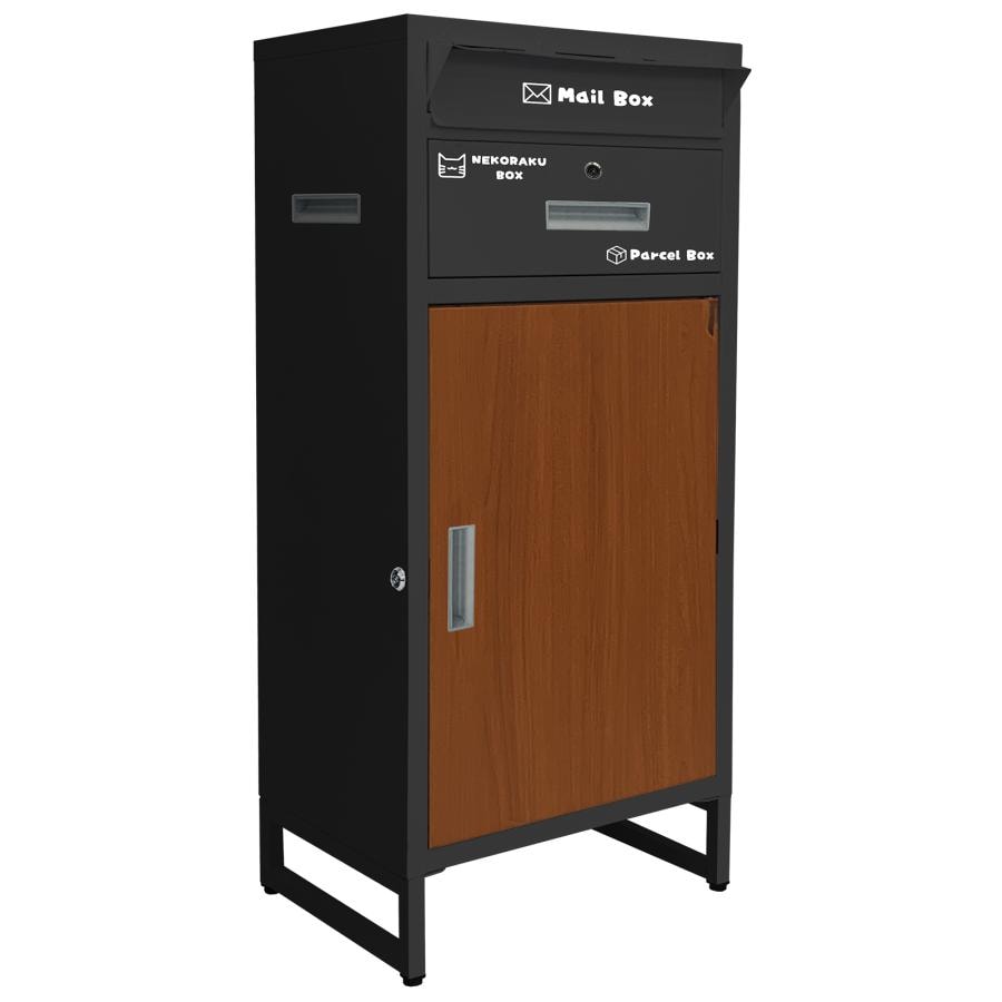 宅配ボックス 置き配ボックス 後付け 大型 一体型 大容量 防水 家具 ネコラクボックス NR-102 送料無料 ※北海道、沖縄県、離島を除く 【ロジ発送】ブラック×ブラウン トラベルソムリエ