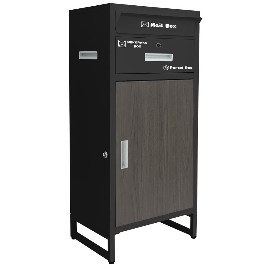 宅配ボックス 置き配ボックス 後付け 大型 一体型 大容量 防水 家具 ネコラクボックス NR-102 送料無料 ※北海道、沖縄県、離島を除く 【ロジ発送】ブラック×グレー トラベルソムリエ