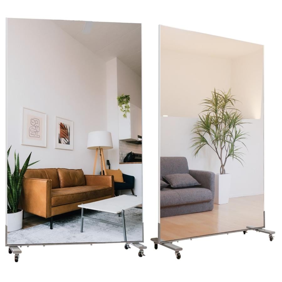 姿見 キャスターミラー スタンド付き スタンドミラー 高さ約160cmx幅約100cm 割れないミラー 姿見鏡 ダンスミラー オフィス用品 送料無料 ※北海道、沖縄県、離島を除く 【ロジ発送】ゴールド トラベルソムリエ