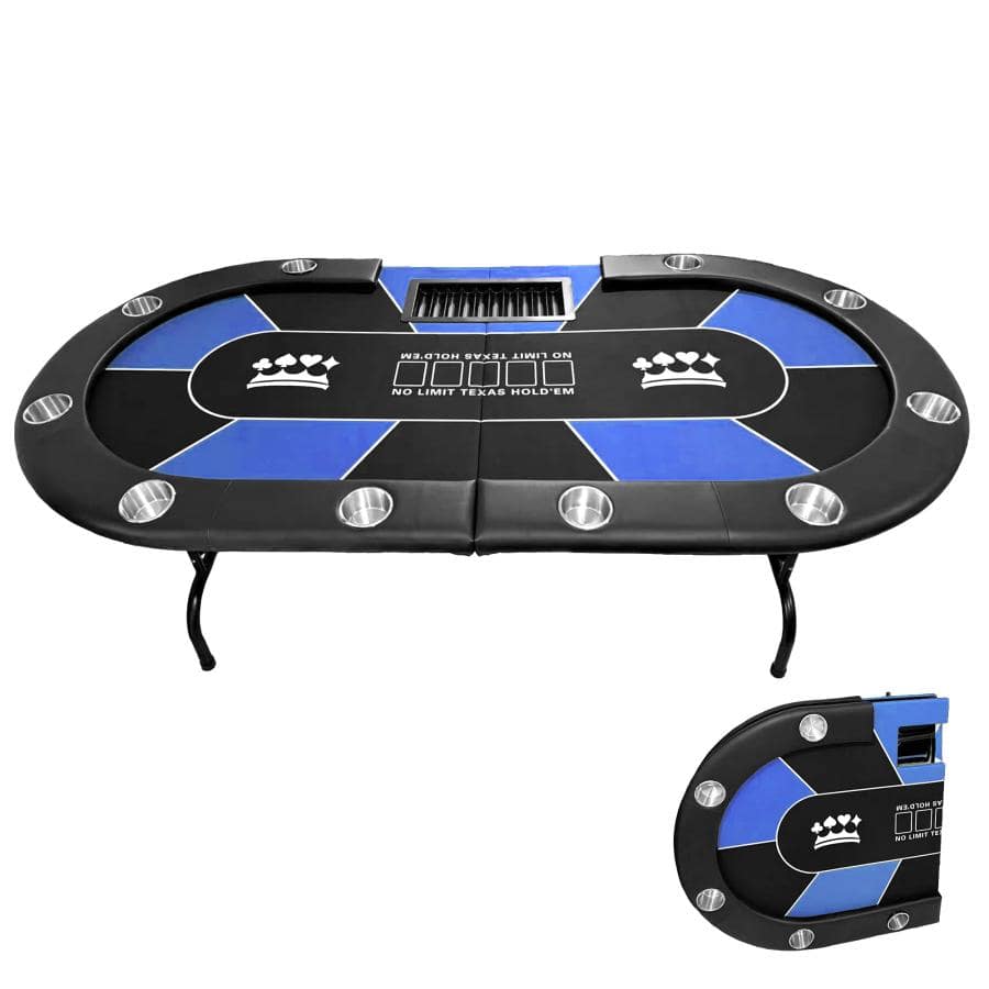 ポーカーテーブル 折りたたみ 10人対応 家庭用 業務用 最大500枚チップラック付き ドリンクホルダー付き  カジノ トランプ 送料無料 ※北海道、沖縄県、離島を除く 【ロジ発送】ブルー トラベルソムリエ w-gan3