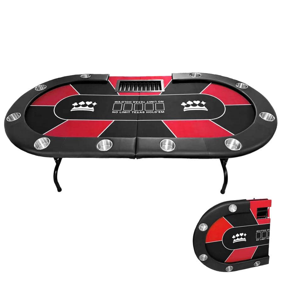 ポーカーテーブル 折りたたみ 10人対応 家庭用 業務用 最大500枚チップラック付き ドリンクホルダー付き  カジノ トランプ 送料無料 ※北海道、沖縄県、離島を除く 【ロジ発送】レッド トラベルソムリエ w-gan3