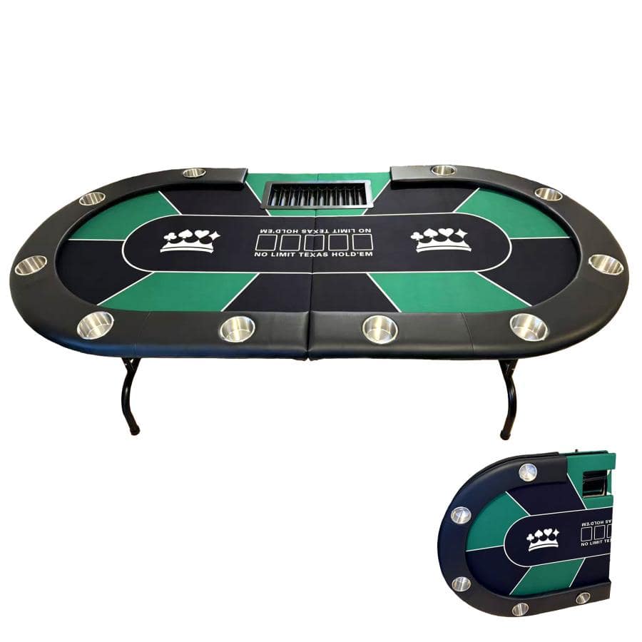 ポーカーテーブル 折りたたみ 10人対応 家庭用 業務用 最大500枚チップラック付き ドリンクホルダー付き  カジノ トランプ 送料無料 ※北海道、沖縄県、離島を除く 【ロジ発送】グリーン トラベルソムリエ w-gan3