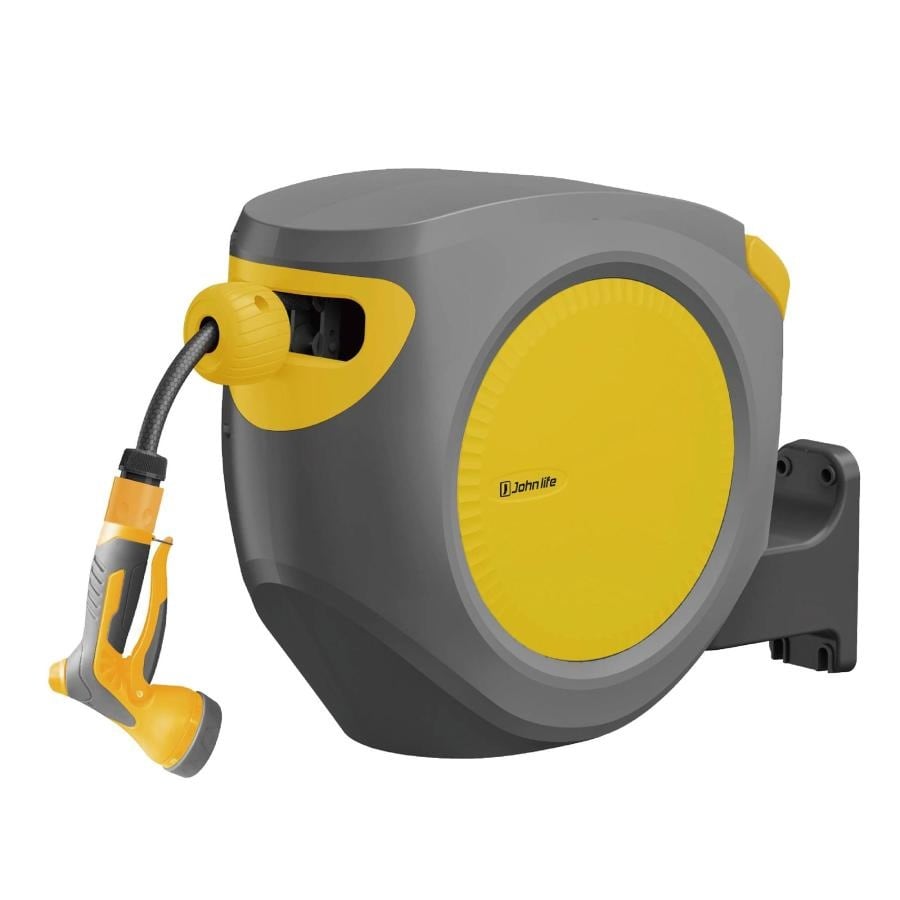 ホース25m 屋外 散水ホース 洗車ホース ホースリール 庭 ホース おしゃれ 壁掛け式＆床置き式 ノズル付き 自動巻取り 送料無料 ※北海道、沖縄県、離島を除く 【ロジ発送】トラベルソムリエ w-setu6