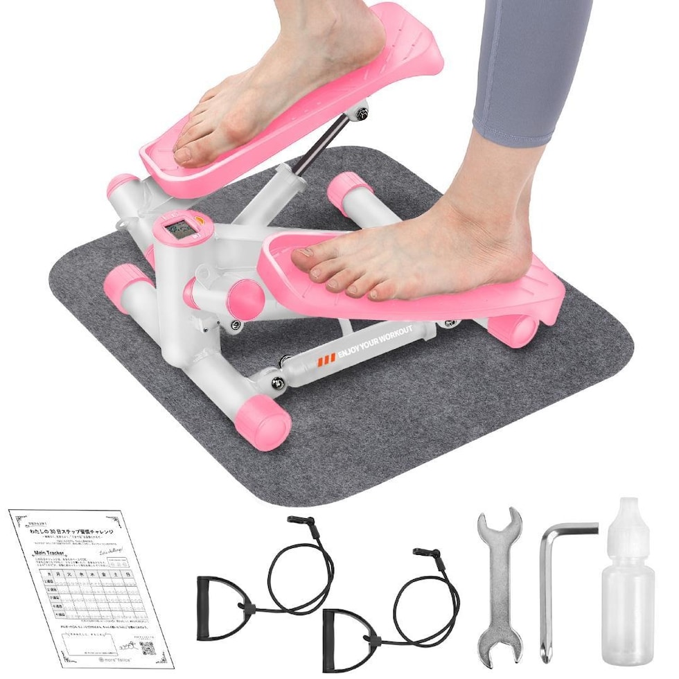 ステッパー 立ち専用ミニステッパー 静音&チューブ付 在宅フィットネスに 体幹トレーニング エクササイズ トレーニング 体幹 筋トレ ダイエット 室内運動 家庭用 送料無料 ※北海道、沖縄県、離島を除く 【ロジ発送】ピンク トラベルソムリエ w-tre5