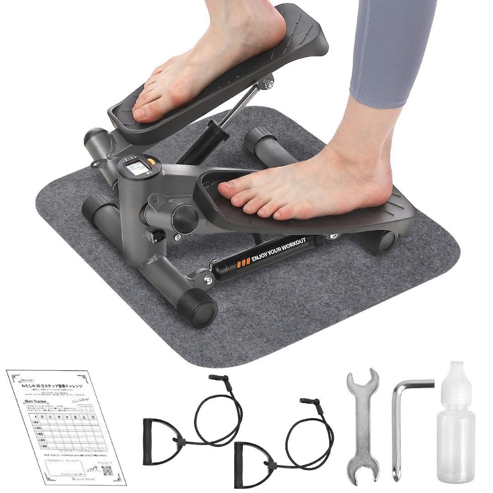 ステッパー 立ち専用ミニステッパー 静音&チューブ付 在宅フィットネスに 体幹トレーニング エクササイズ トレーニング 体幹 筋トレ ダイエット 室内運動 家庭用 送料無料 ※北海道、沖縄県、離島を除く 【ロジ発送】グレー トラベルソムリエ w-tre5