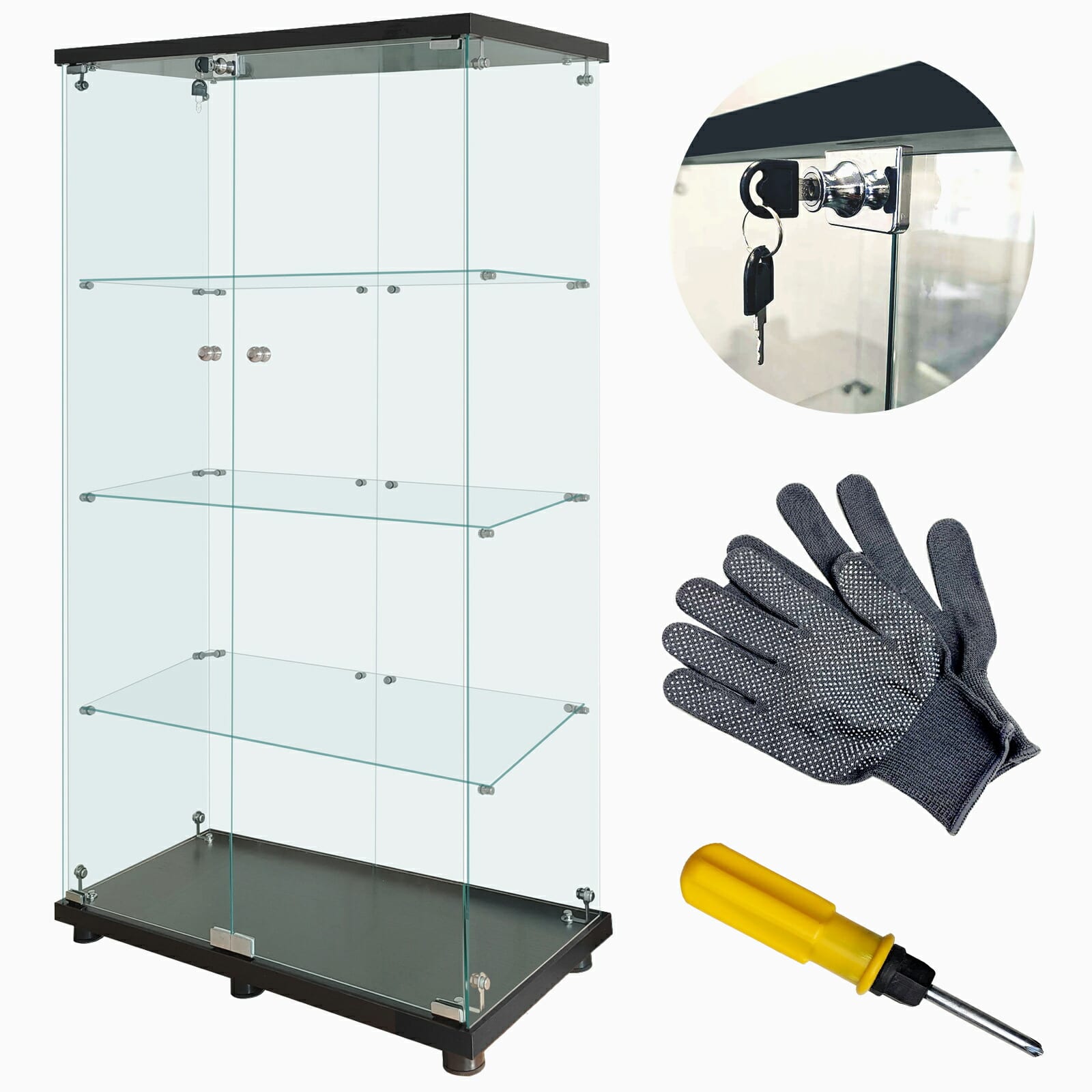 フィギュア ケース ガラスケース コレクションケース 棚 飾り棚 4段 両