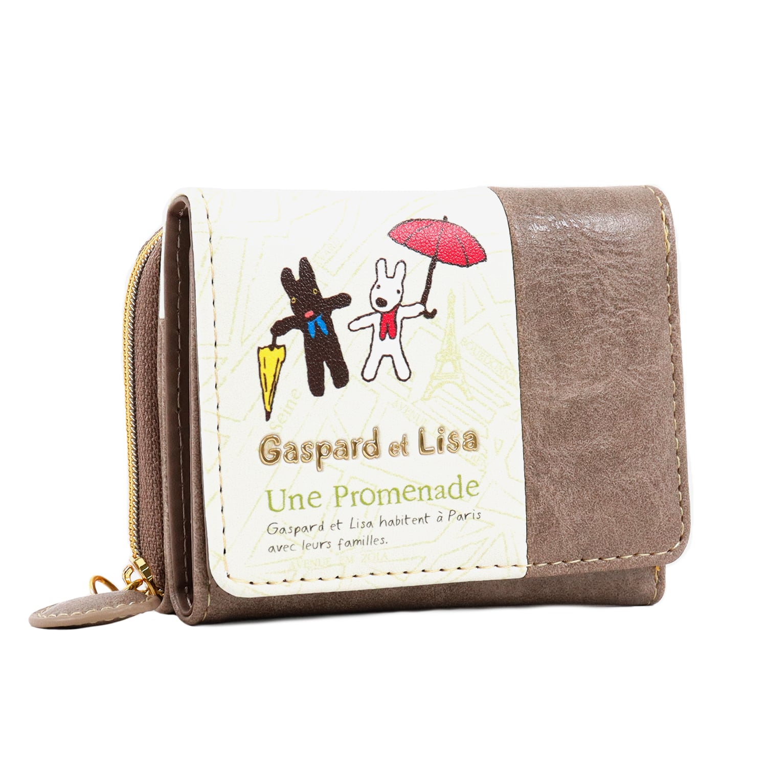 リサとガスパール Gaspard et Lisa 三つ折り財布 ラウンドファスナー リサガス パリデザイン レディース コンパクト 上品デザイン カード収納 小銭入れ