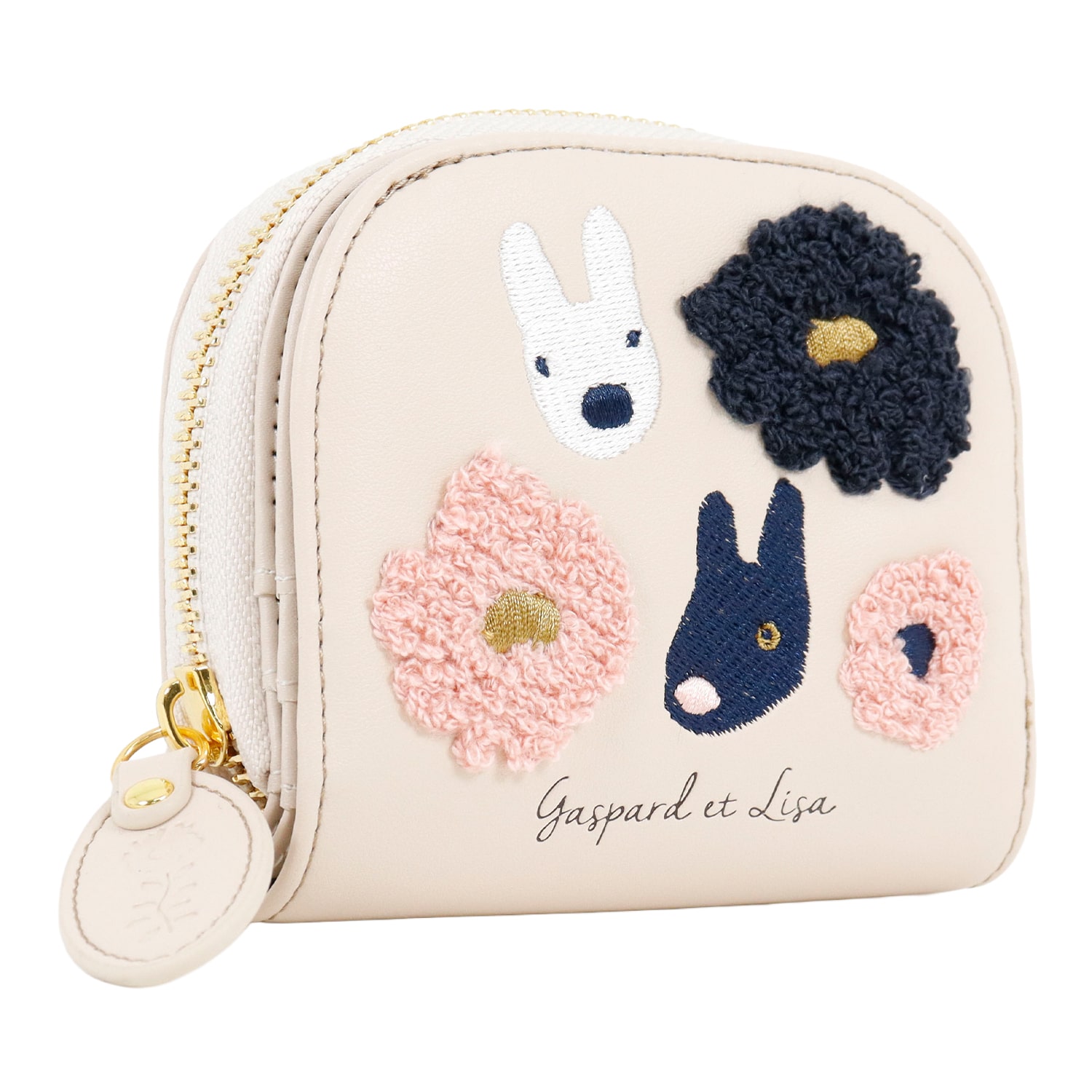 リサとガスパール Gaspard et Lisa 二つ折り財布 ラウンドファスナー サガラ刺繍 リサガス 大容量 かわいい おしゃれ