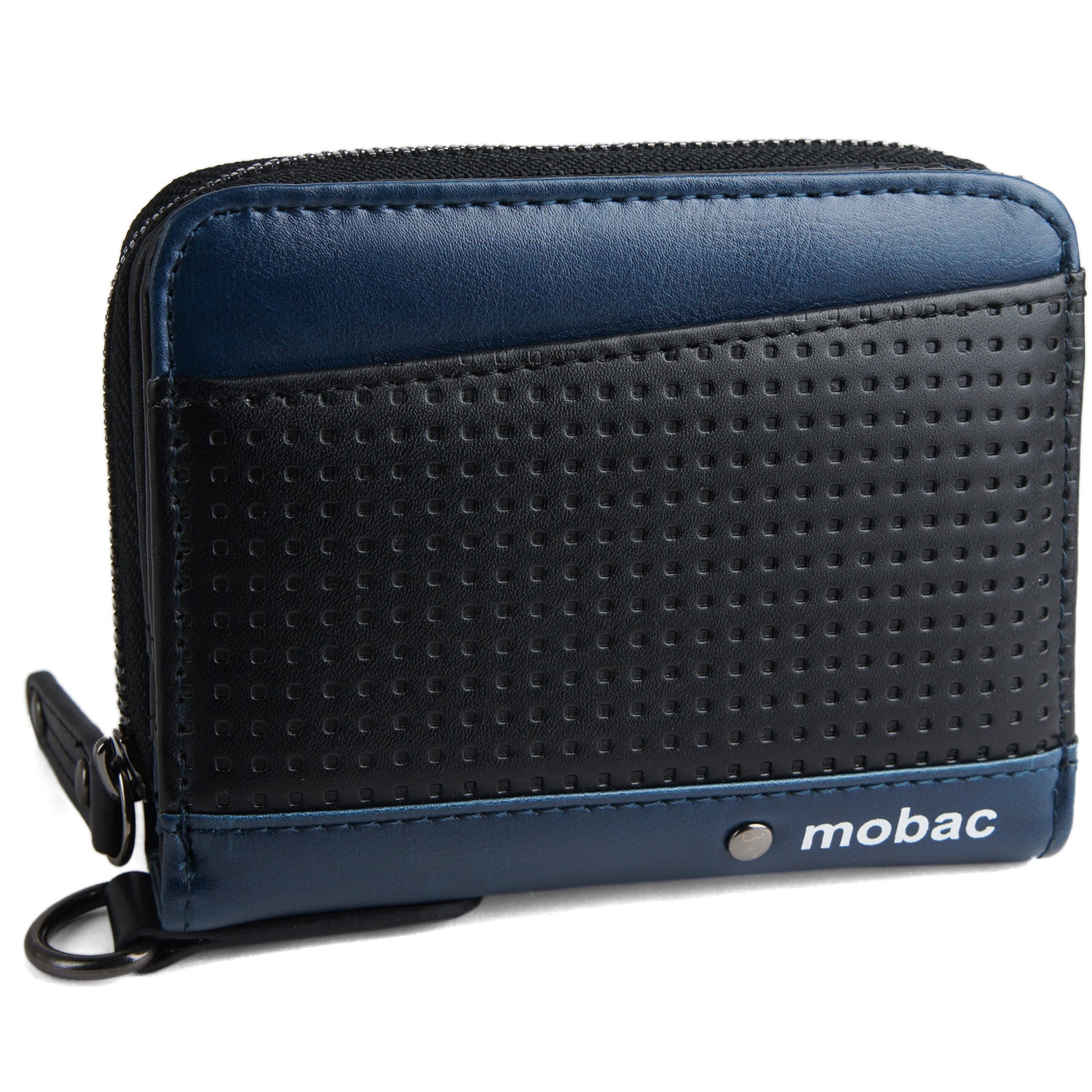 【mobac／モバック】 二つ折り財布 ラウンドファスナー メッシュエンボス ツートンカラー バイカラー ジッパー ジャバラ 大容量 メンズ レディース 財布