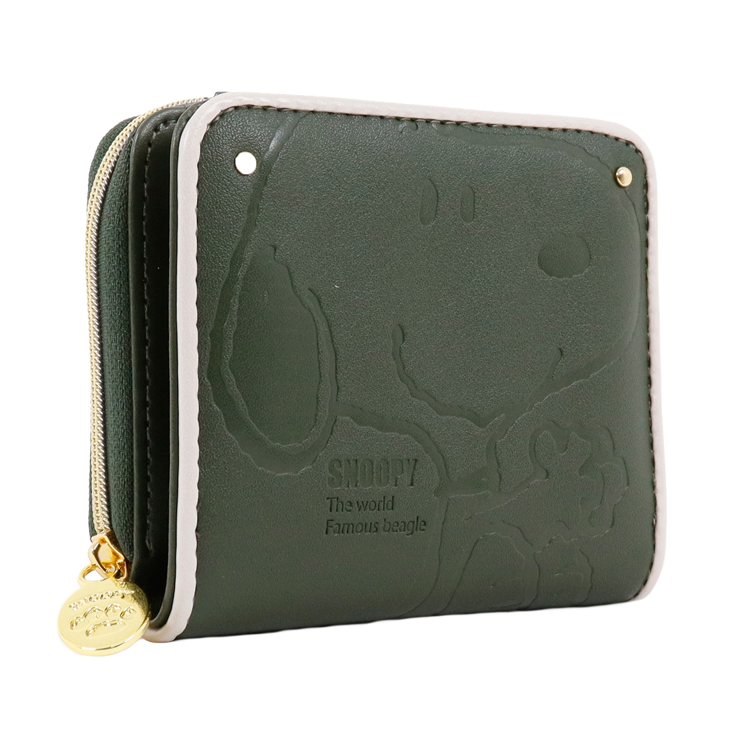 SNOOPY スヌーピー 二つ折り財布 財布 大人 向け レディース 型押し かわいい シンプル キュート おしゃれ キャラクター