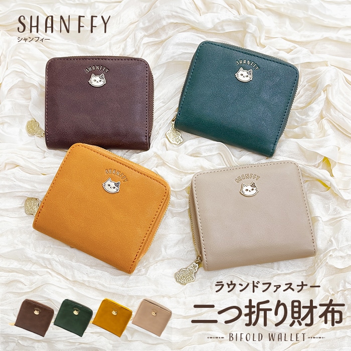 財布 レディース 二つ折り財布 ラウンドファスナー財布 コンパクト財布 小さめ 軽量 大容量 猫 ねこ キャラクター SNS 漫画 おしゃれ