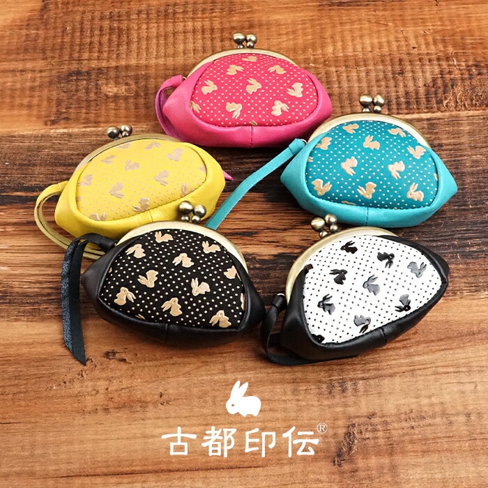 がま口財布 レディース 財布 小銭入れ コインケース 本革 日本製 印伝 うさぎ柄 ウサギ 革財布 鹿革 かわいい コンパクト 和風 古都印伝 サイフ 母の日 プレゼント クリスマス