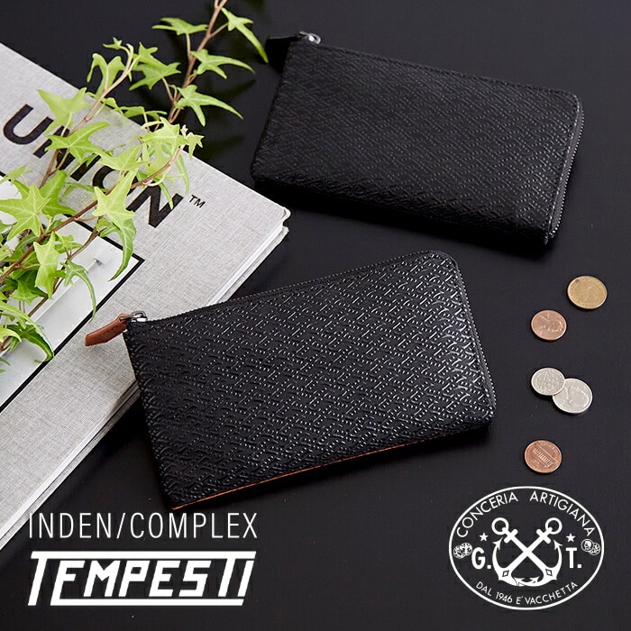 財布 長財布 L字ファスナー 小さい 薄い 軽い 軽量 スリム コンパクト メンズ 紳士 男性 漆 印伝 本革 鹿革 牛革 レザー イタリアンレザー おしゃれ 高品質 高級感 ギフト プレゼント INDEN/COMPLEX テンペスティ