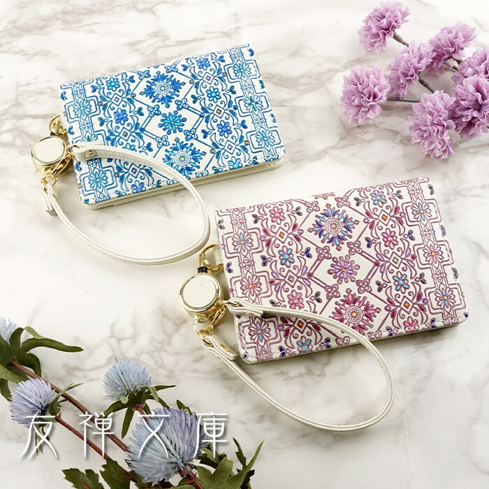 パスケース 定期入れ 革小物 リール付 ストラップ レディース 通勤 通学 品 本革 文庫革 手染め 手描き かわいい フラワーガーデン 友禅文庫 母の日 プレゼント クリスマス