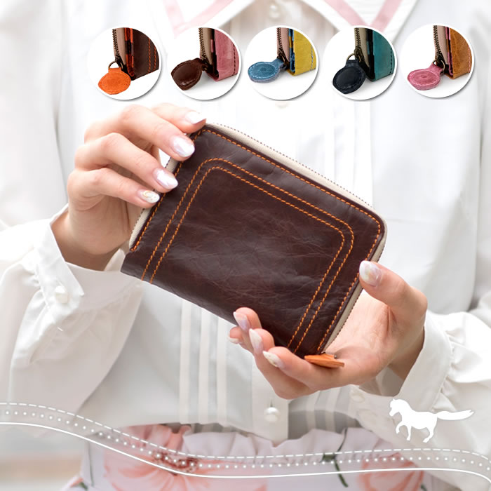 二つ折り財布 折りたたみ財布 財布 ラウンドファスナー レディース 大容量 馬革 本革 かわいい カラフル キュート pacca pacca スフレシリーズ 母の日 プレゼント クリスマス