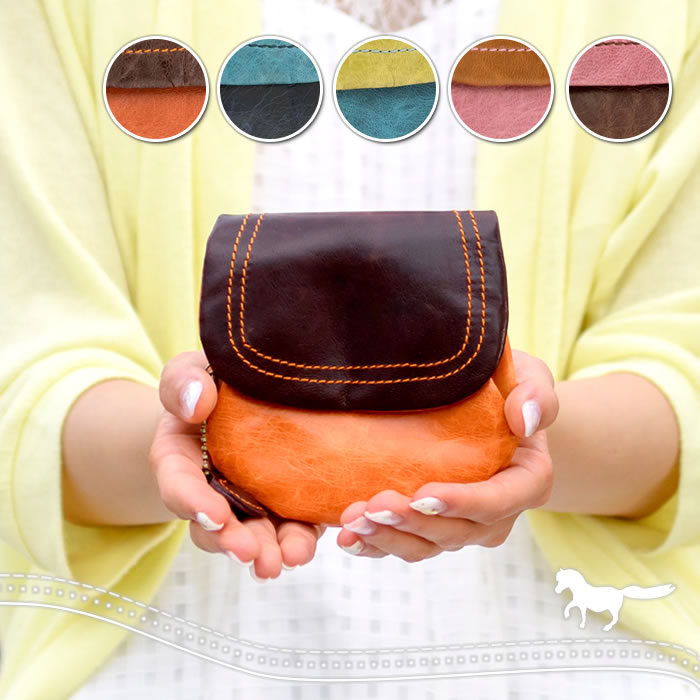 財布 レディース がま口 本革 がま口財布 小銭入れ コンパクト ミニ財布 小さい財布 セカンド財布 馬革 かわいい カラフル pacca pacca スフレシリーズ 母の日 プレゼント クリスマス