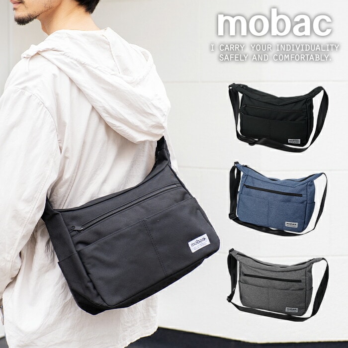 バッグ メンズ レディース ショルダーバッグ 肩掛け 斜め掛け 軽い 軽量 A4 横型 大容量 外ポケット ポリエステル ファスナー ジッパー カジュアル mobac モバック 通勤 通学 アウトドア スポーツ お出掛け
