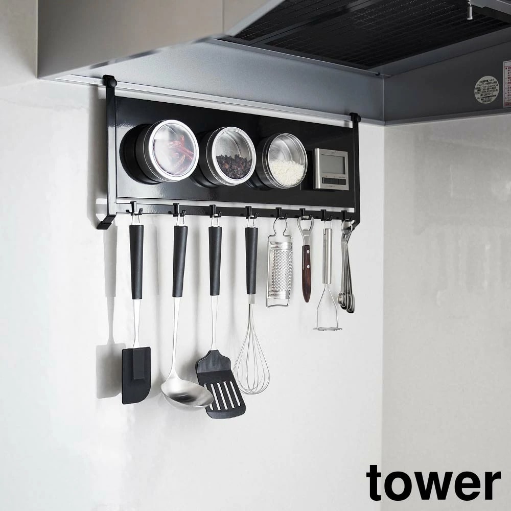 レンジフードスチールパネル&フック タワー 山崎実業 tower ホワイト ブラック 1733 1734 キッチンパネル マグネットパネル マグネットボード 壁面収納 キッチン収納 浮かせる 引っ掛け 磁石がつく マグネットが付く おしゃれ シンプル 公式 yamazaki タワーシリーズ[MM1]