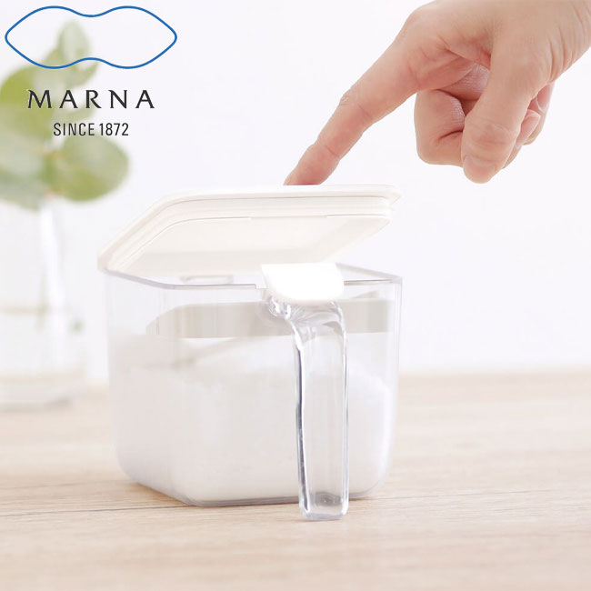 マーナ MARNA  調味料ポット ワイド  調味料入れ  キッチン収納 保存容器 スプーン付 ワンプッシュ開閉 衛生 選べる2色 ホワイト グレー k775