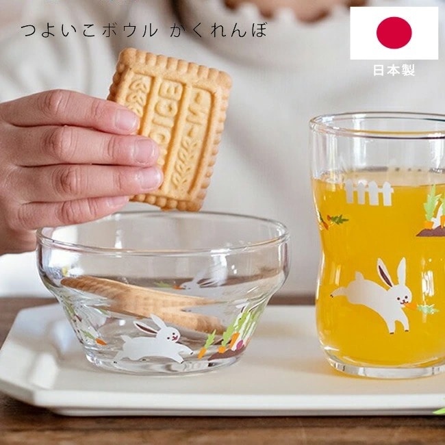 ボウル つよいこボール かくれんぼ アデリア 【 つよいこボール かくれんぼ】日本製 動物 うさぎ ぞう こども ガラス 食器 お皿 器 ヨーグルト シリアル そうめん 子供 持ちやすい ウサギ ゾウ 小さい 練習 割れにくい 幼児 おしゃれ かわいい イラスト キッズ ADERIA