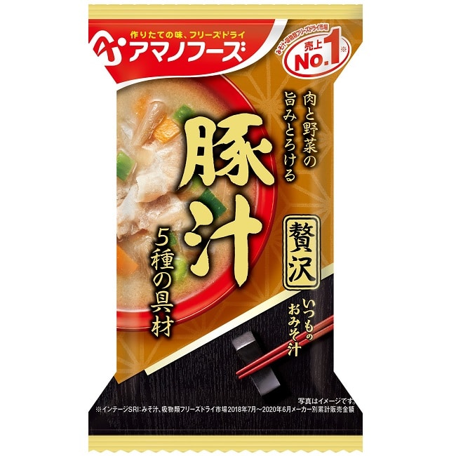 ケース販売！60食 アマノフーズ いつものおみそ汁贅沢　豚汁（10食入り）× 6  フリーズドライ味噌汁 お味噌汁 即席 インスタント まとめ買い ノベルティ 業務用 [am]