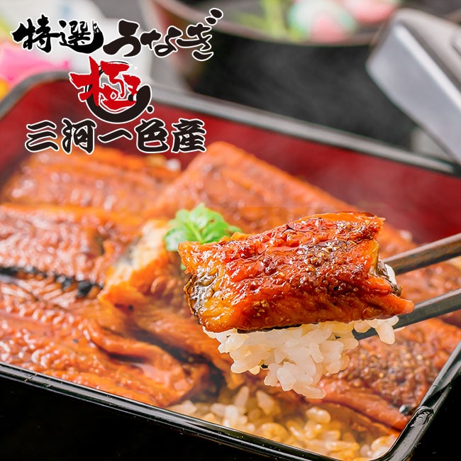 国産 特選うなぎ蒲焼セット 極 390g 三河一色産（80g×3、きざみ50g×3、たれ＆山椒×6） / 鰻 冷凍うなぎ 冷凍鰻 ギフト 贈答品 冷凍食品 愛知県産 国産 土用 丑の日[am]