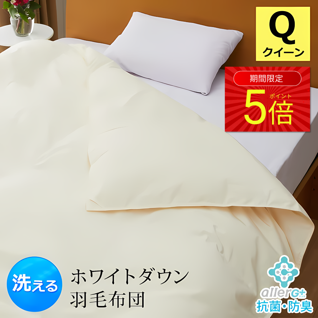 羽毛布団 クイーン 洗える 抗菌 防臭 1年保証 日本製 春・夏用 アレルGプラス 掛け布団 肌掛け布団 羽毛肌布団 夏布団 肌布団 ホワイトダックダウン 布団 ふとん ダウンケット 防ダニ CIL 冷房対策 新生活 A748QZ 【代引不可】