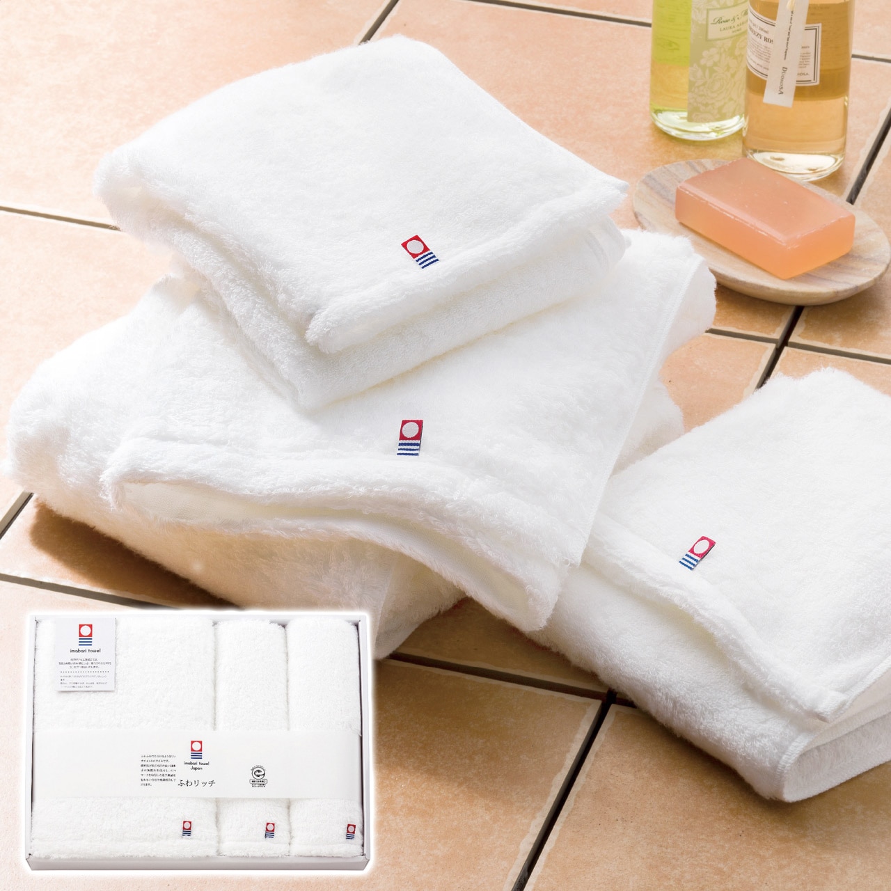 無撚糸バス・フェイスタオルセット(ホワイト) ふわリッチ ギフト プレゼント 贈り物 贈呈 ご褒美 【代引不可】