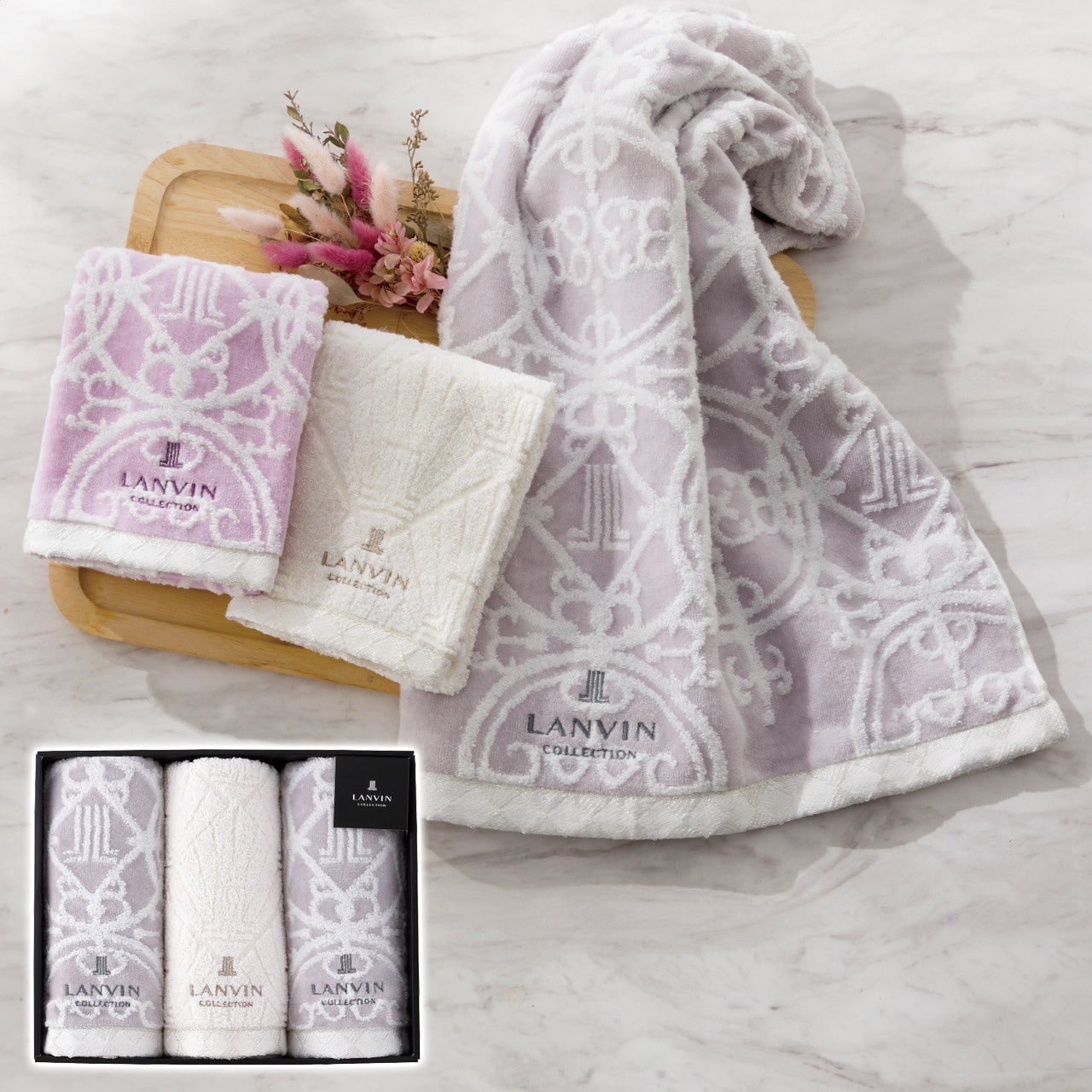 フェイスタオル3枚セット グレー ランバン ギフト プレゼント 贈り物 贈呈 ご褒美 【代引不可】