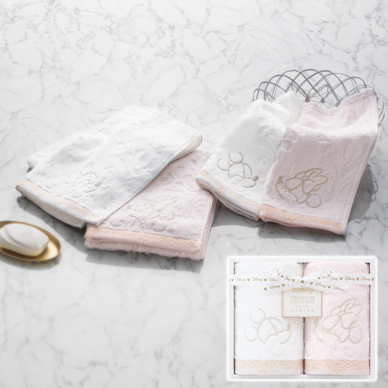 ウォッシュタオル 2枚セット ピンク ディズニー プレミアム ギフト プレゼント 贈り物 贈呈 ご褒美 【代引不可】