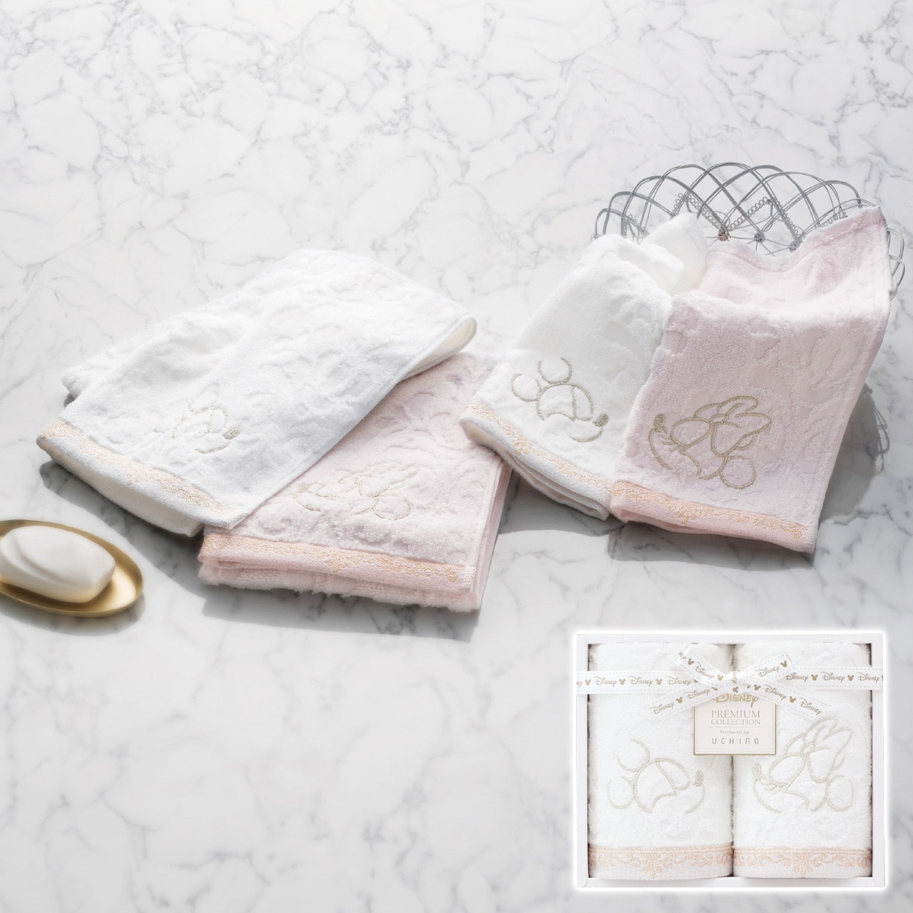 ウォッシュタオル 2枚セット ホワイト ディズニー プレミアム ギフト プレゼント 贈り物 贈呈 ご褒美 【代引不可】