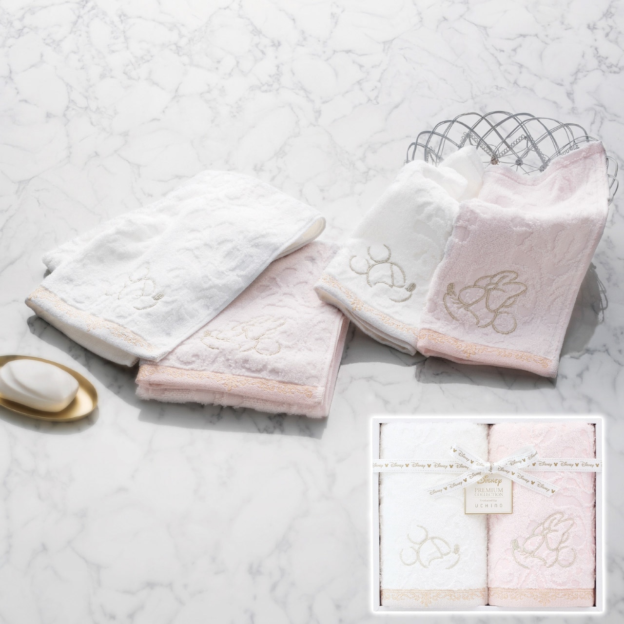 フェイスタオル 2枚セット ピンク ディズニー プレミアム ギフト プレゼント 贈り物 贈呈 ご褒美 【代引不可】