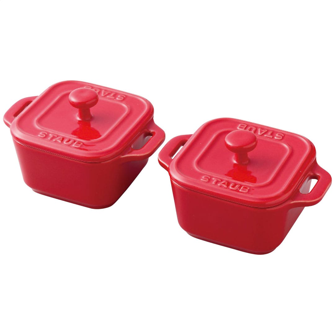 スクエアココットペア チェリー ストウブ ギフト プレゼント 贈り物 贈呈 ご褒美 【代引不可】