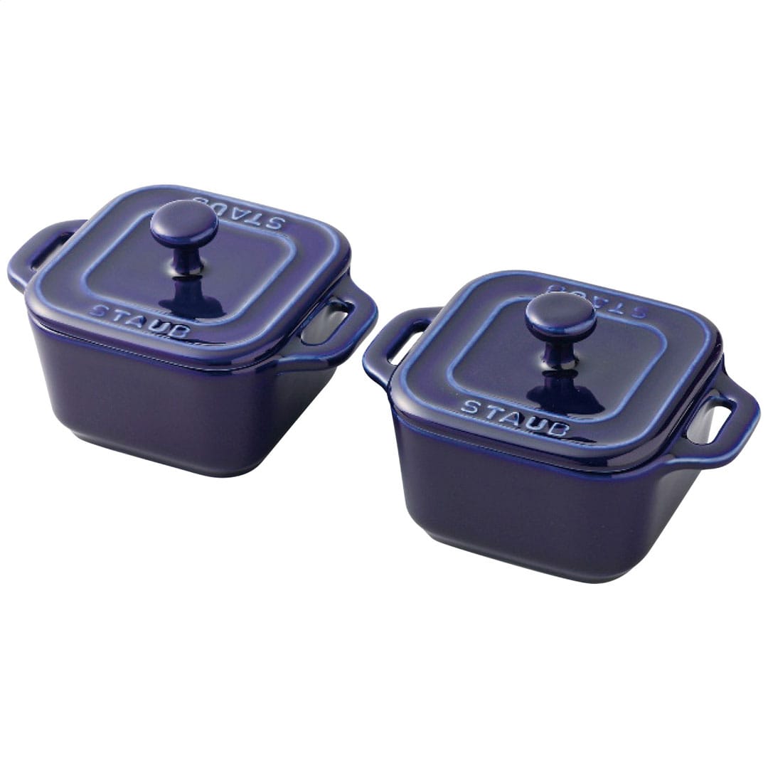 スクエアココットペア ブルー ストウブ ギフト プレゼント 贈り物 贈呈 ご褒美 【代引不可】