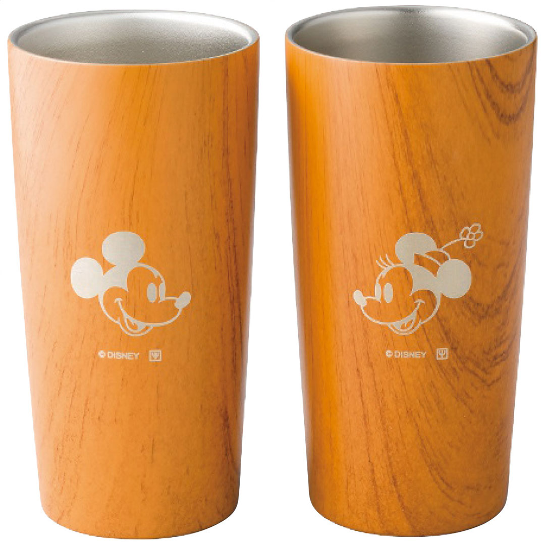 木目調ステンレス真空タンブラーセット440ml(ミッキー&ミニー) ディズニー ギフト プレゼント 贈り物 贈呈 ご褒美 【代引不可】