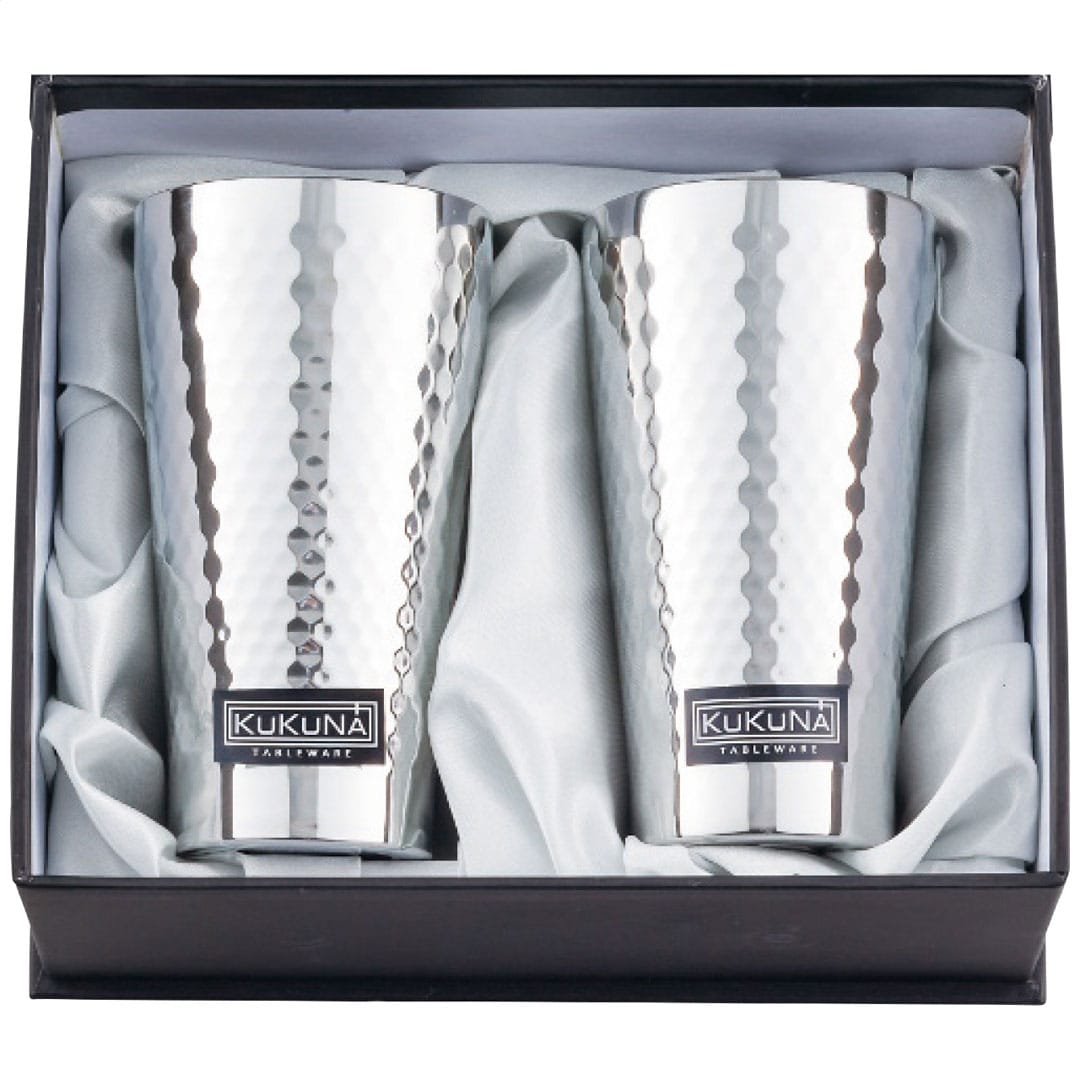 ステンレスタンブラー350ml2客セット(ミラー、槌目仕上げ) ククナ ギフト プレゼント 贈り物 贈呈 ご褒美 【代引不可】