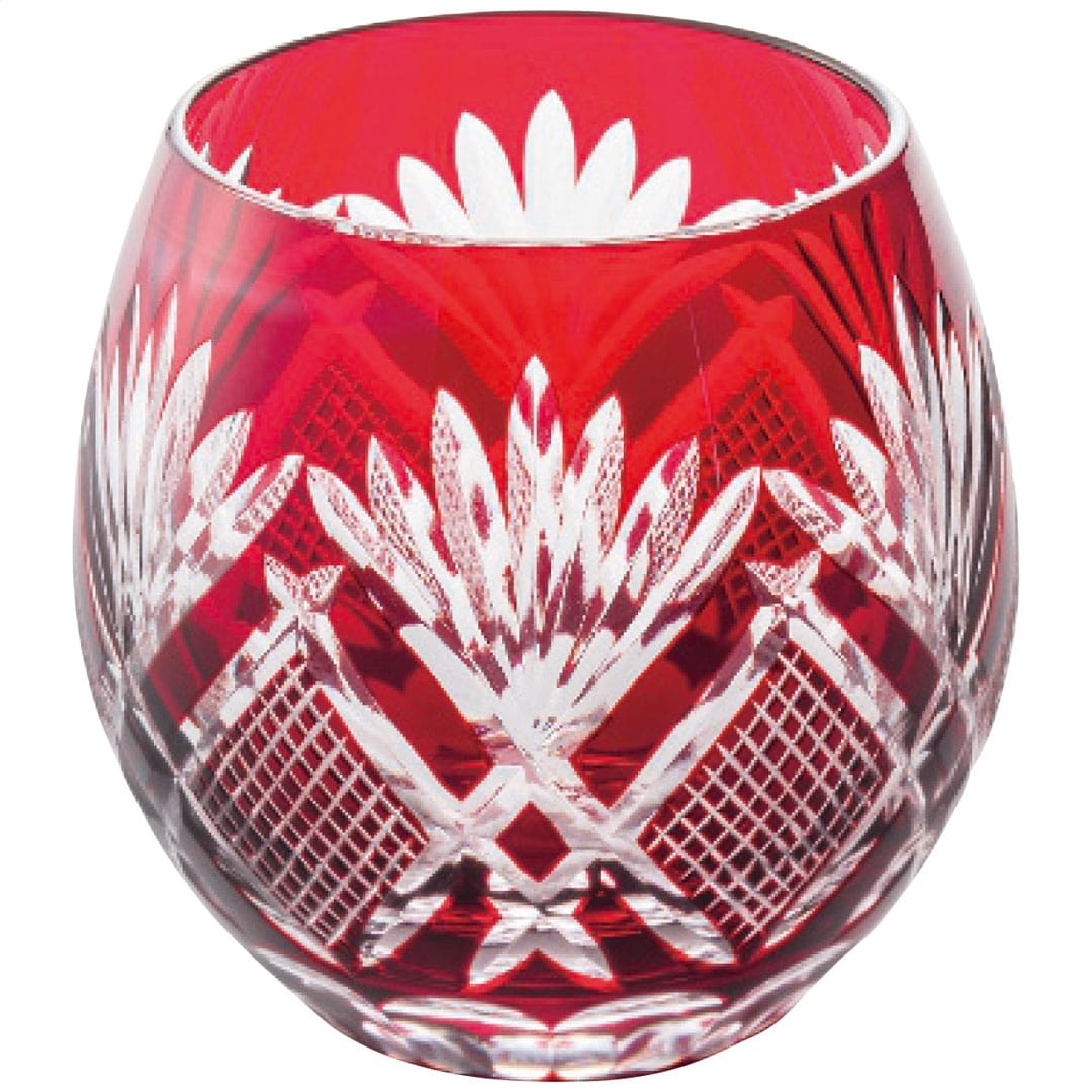 手づくり切子フリーグラス ルビーレッド ギフト プレゼント 贈り物 贈呈 ご褒美 【代引不可】