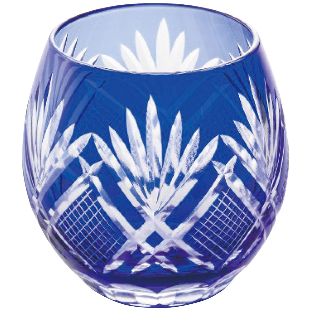 手づくり切子フリーグラス コバルトブルー ギフト プレゼント 贈り物 贈呈 ご褒美 【代引不可】