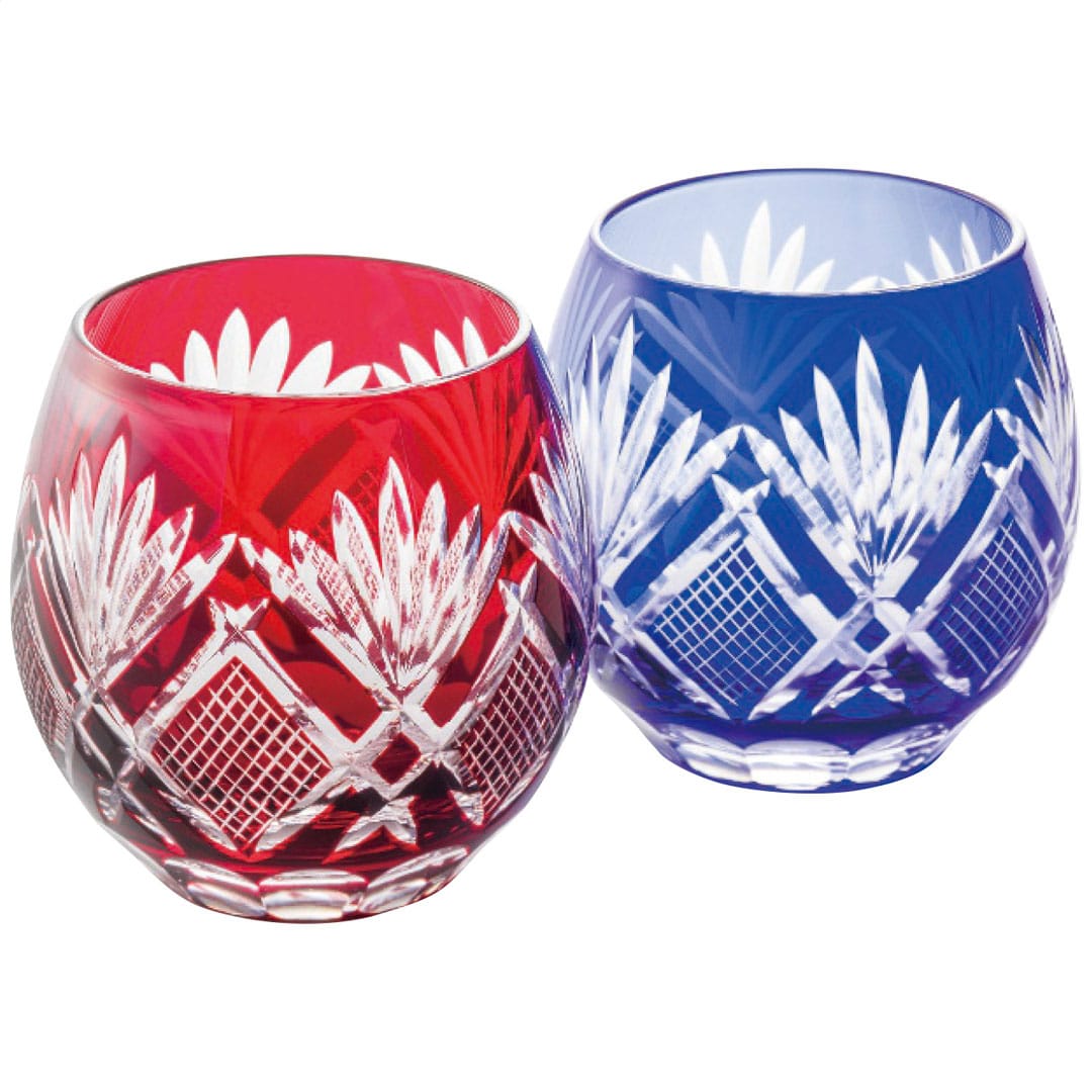 手づくり切子フリーグラス2客セット ギフト プレゼント 贈り物 贈呈 ご褒美 【代引不可】