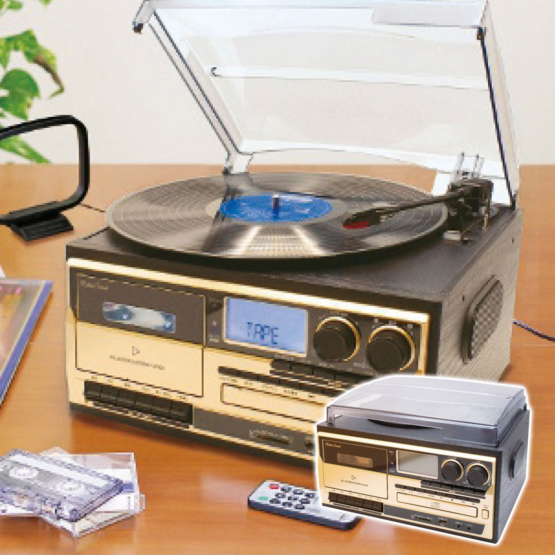 オールインワン・レコードプレーヤー レトロサウンド ギフト プレゼント 贈り物 贈呈 ご褒美 【代引不可】