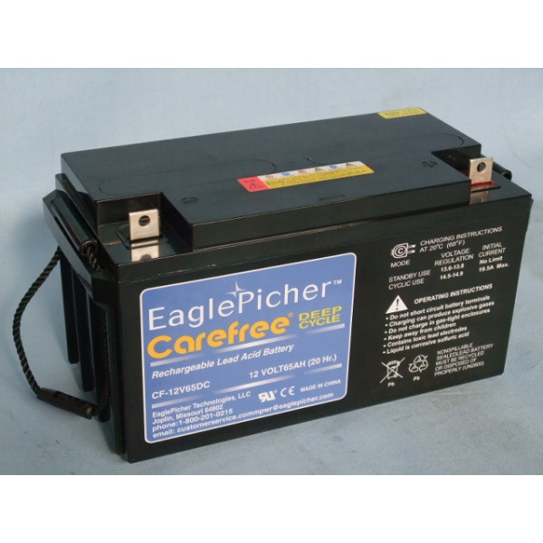 イーグルピッチャー(EaglePicher) CF12V65DC メンテナンスフリー ディープサイクルバッテリー 【代引/同梱不可】